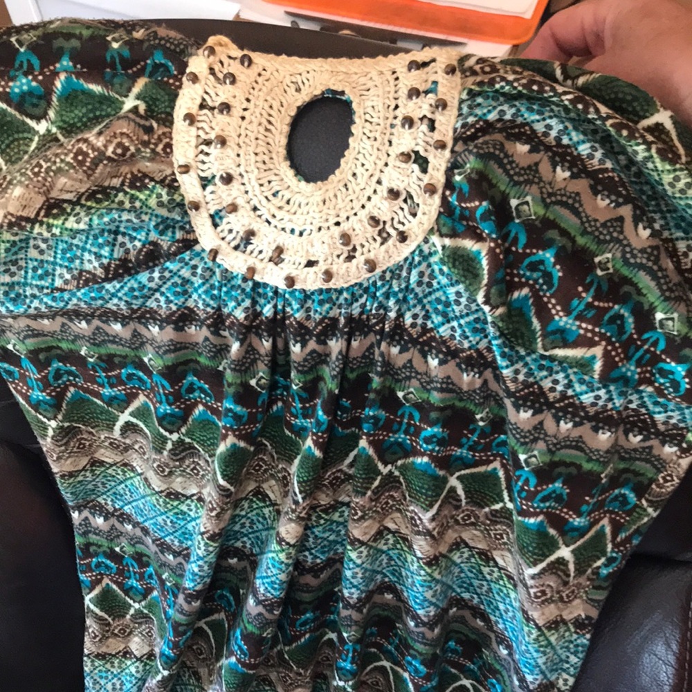 Multi colored strapless dress